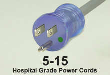 Hospital Grade NEMA 5-15 Hospital Grade Power Cord